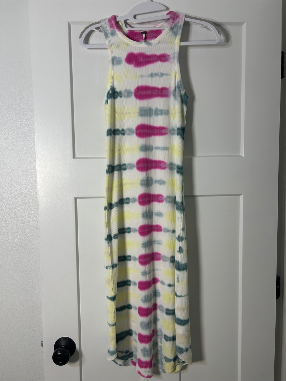 Sleeveless Tie-Dye Maxi Dress in Pink, Yellow & Teal